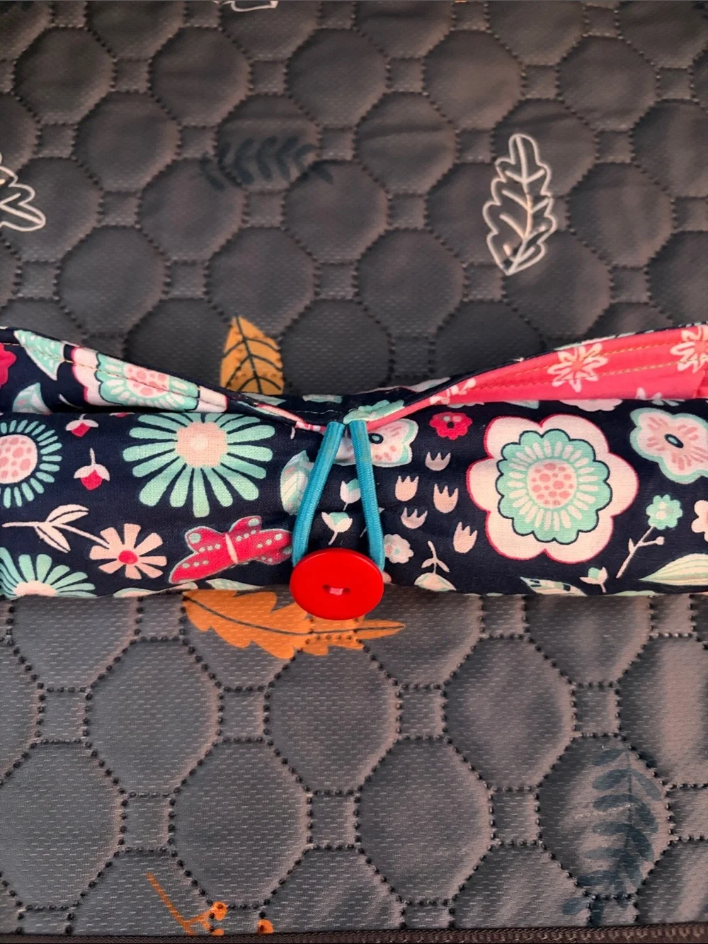 Floral Pink Roll-Up Pencil Case Organizer